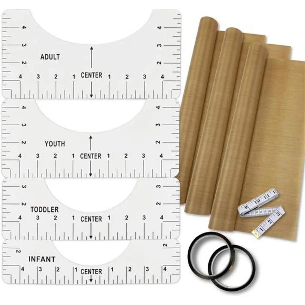 TShirt Alignment Ruler Heat Resistant Tape 108ft, Teflon Transfer Sheet 16 x 20